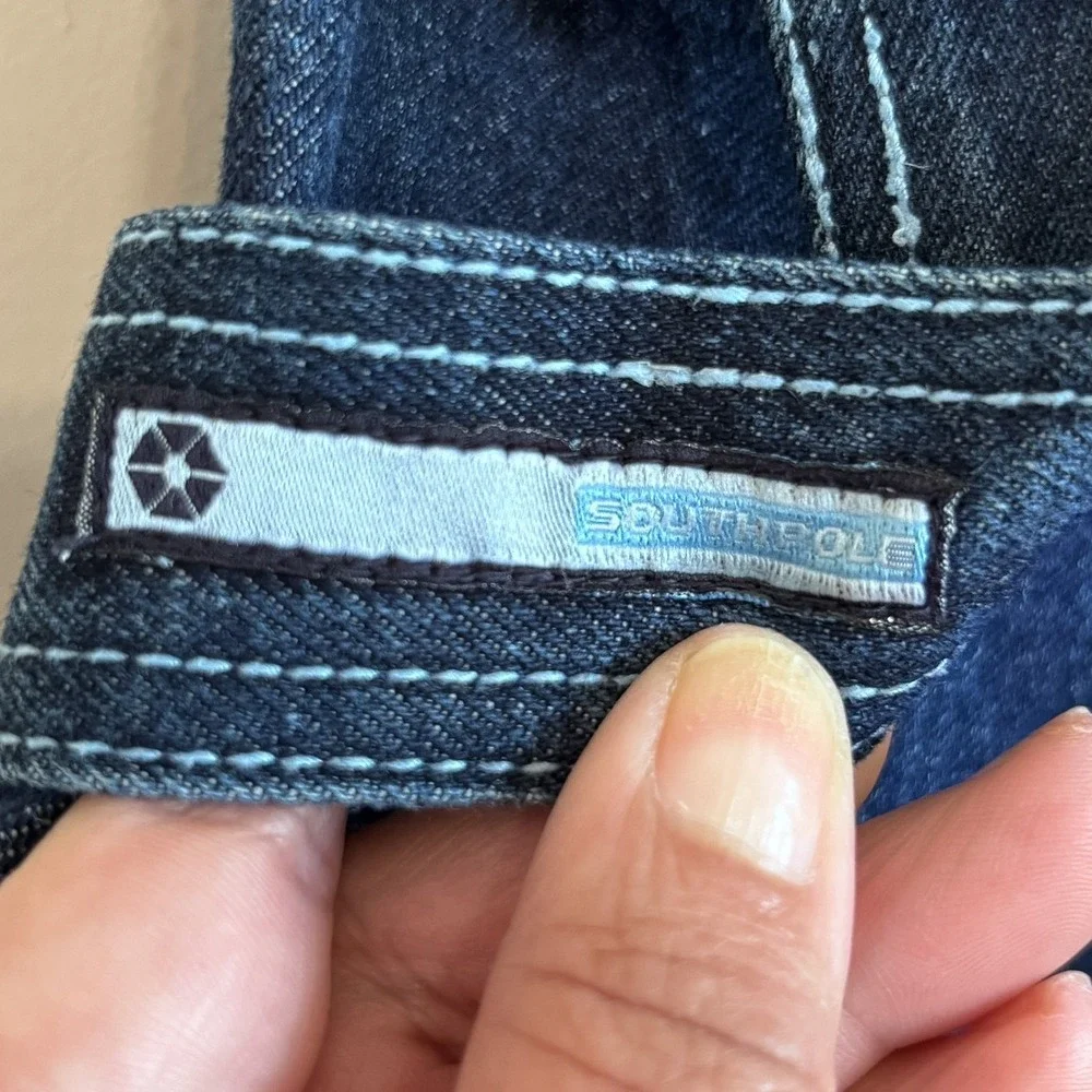 Southpole Mens Y2K Baggy Carpenter Denim Shorts Jorts 38 Streetwear Embroidered